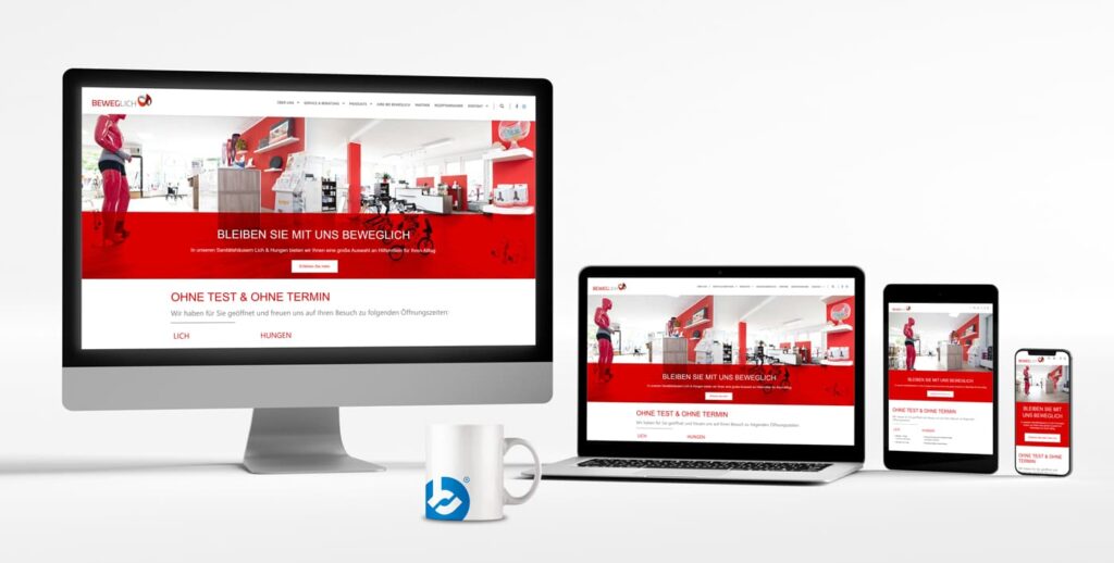 Website auf verschiedenen Endgeräten von Beweglich GmbH